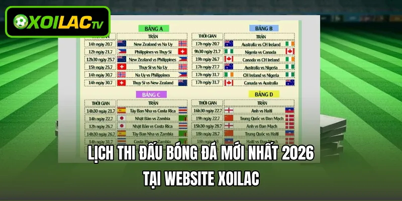 Lịch Thi Đấu Bóng Đá Mới Nhất 2026 Tại Website Xoilac